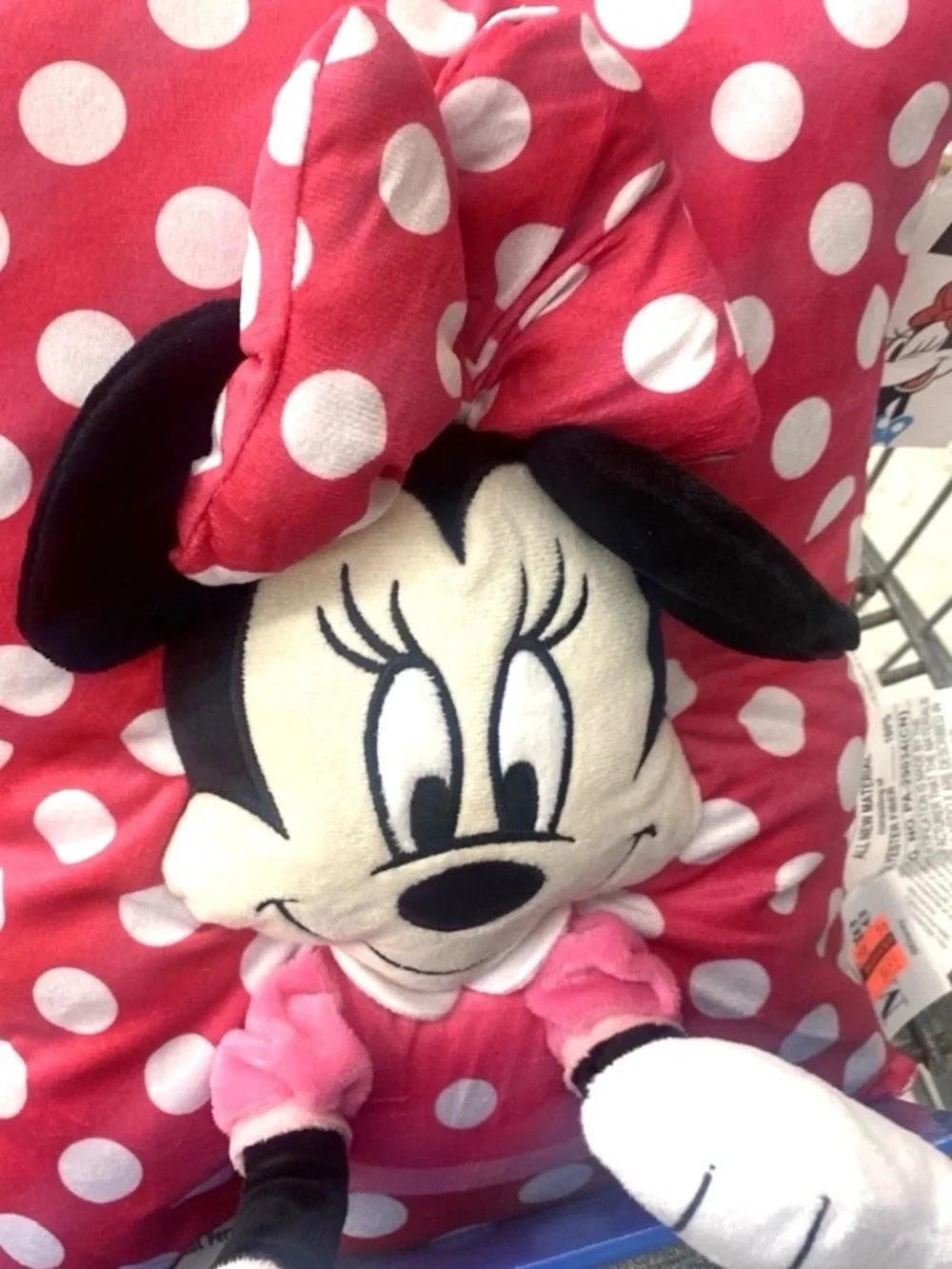 Disney Minnie Mouse Plush 3D Pillow 13 in. x 10 in. Pink and White Polka Dot